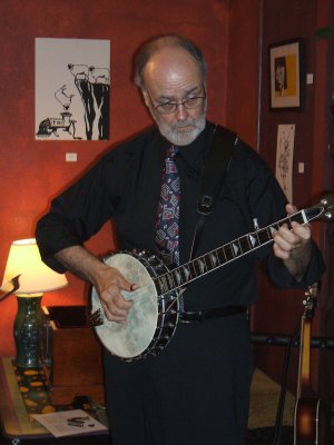 Sir Jim Sallis on the banjo