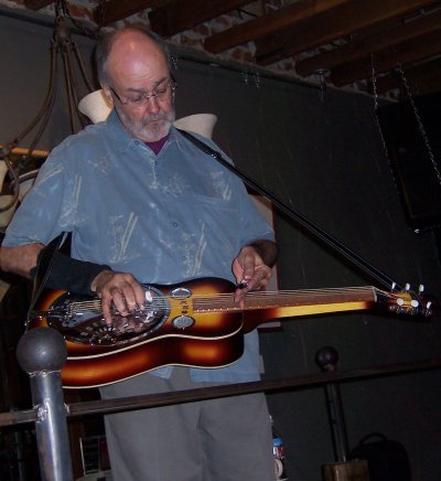 Jim immersed in the Dobro